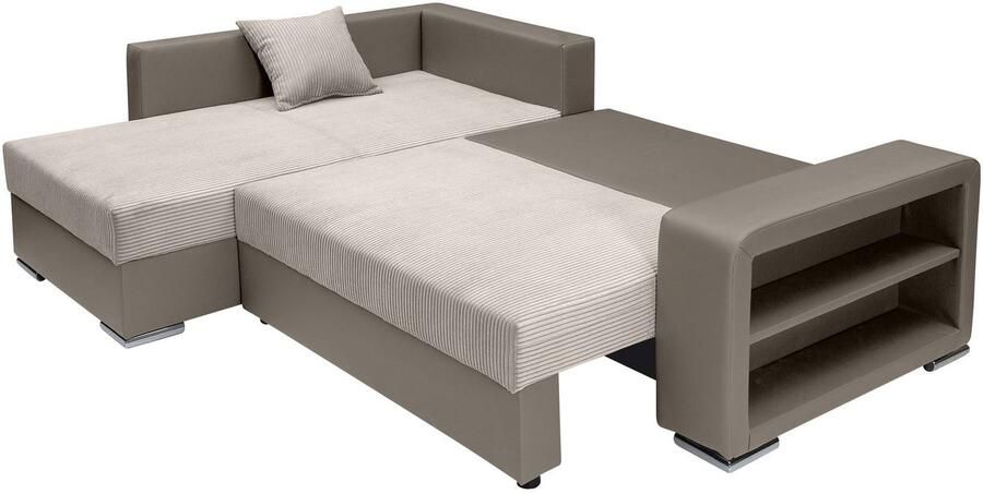 COLLECTION AB Hoekbank L-model Regalarmleuning met LED RGB verlichting bedfunctie en bedbox - Foto 12