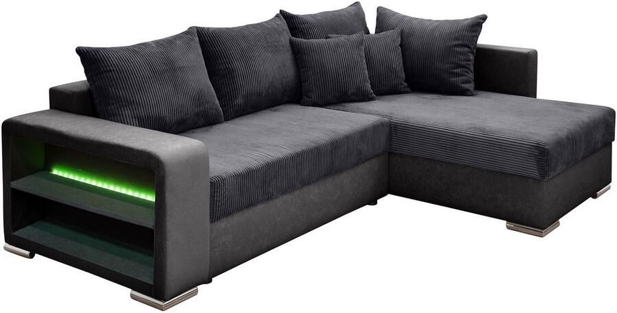 COLLECTION AB Hoekbank L-model Regalarmleuning met LED RGB verlichting bedfunctie en bedbox - Foto 7