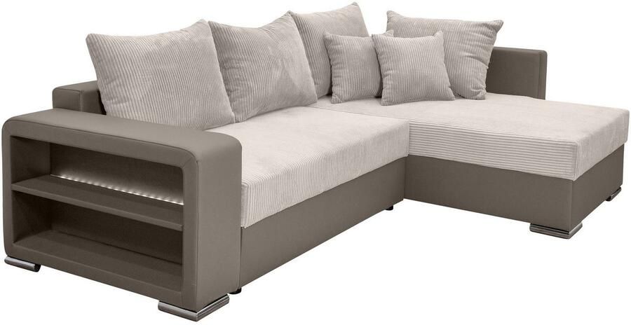 COLLECTION AB Hoekbank L-model Regalarmleuning met LED RGB verlichting bedfunctie en bedbox - Foto 9