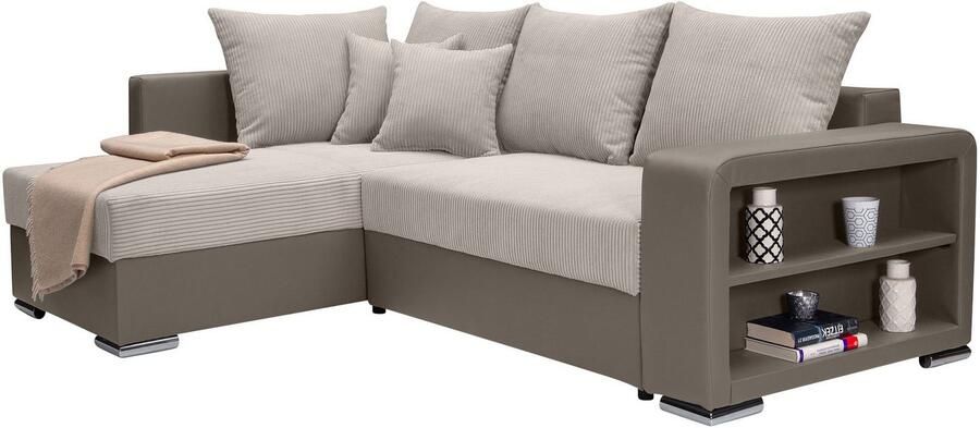 COLLECTION AB Hoekbank L-model Regalarmleuning met LED RGB verlichting bedfunctie en bedbox - Foto 13