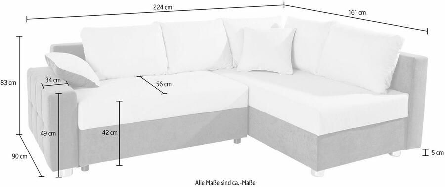 COLLECTION AB Hoekbank Parma L-vorm met slaapfunctie en binnenvering - Foto 5