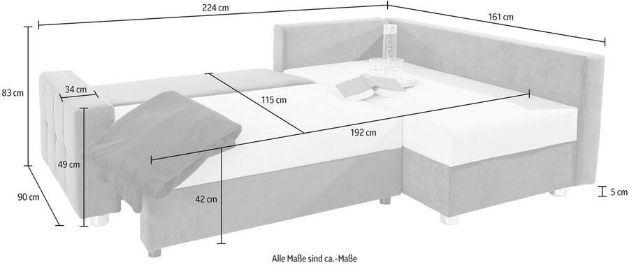 COLLECTION AB Hoekbank Parma L-vorm met slaapfunctie en binnenvering - Foto 5