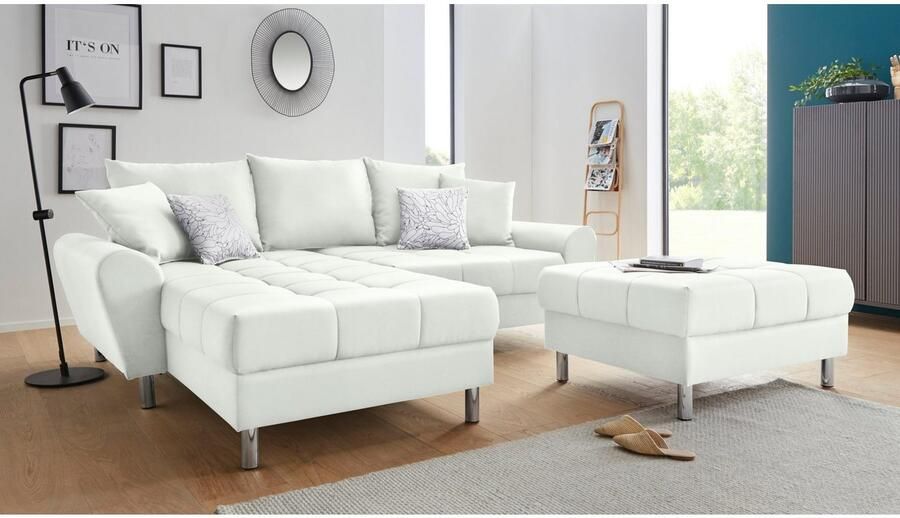 COLLECTION AB Hoekbank Rada L-vorm inclusief hocker slaapfunctie en binnenvering - Foto 6