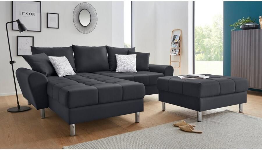 COLLECTION AB Hoekbank Rada L-vorm inclusief hocker slaapfunctie en binnenvering - Foto 7