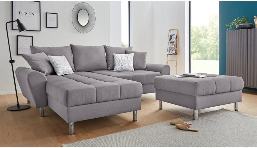 COLLECTION AB Hoekbank Rada L-vorm inclusief hocker slaapfunctie en binnenvering - Foto 6