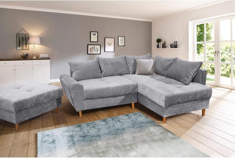 COLLECTION AB Hoekbank Reims L-vorm Ottoman kan aan beide zijden worden gemonteerd inclusief slaapbank functie en poef voetenbank - Foto 3