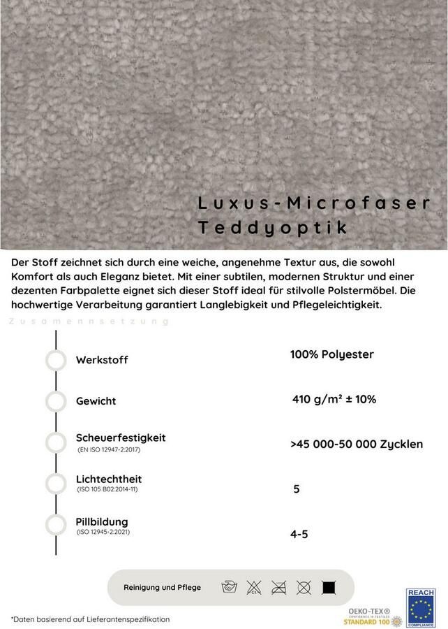 COLLECTION AB Hoekbank Reims L-vorm Ottoman kan aan beide zijden worden gemonteerd inclusief slaapbank functie en poef voetenbank - Foto 2