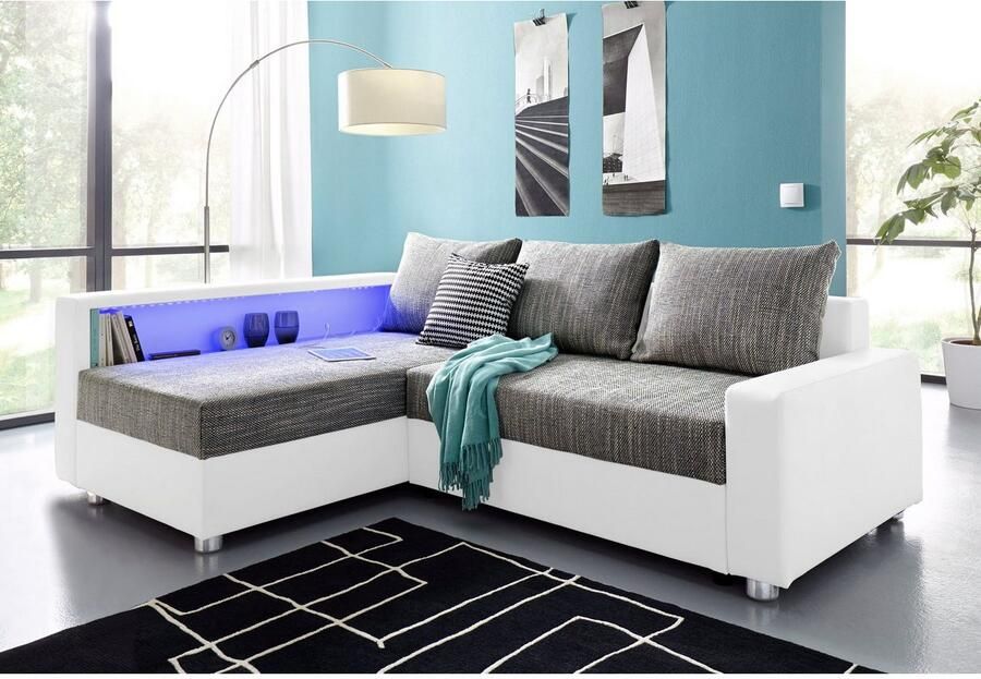 COLLECTION AB Hoekbank Relax L-vorm inclusief slaapfunctie binnenvering naar keuze met rgb-ledverlichting - Foto 3