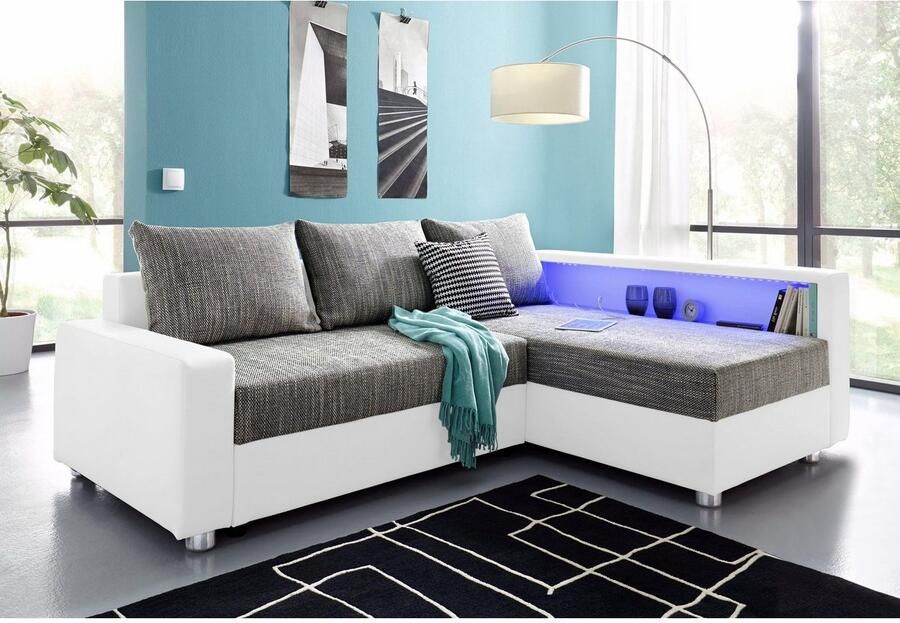 COLLECTION AB Hoekbank Relax L-vorm inclusief slaapfunctie binnenvering naar keuze met rgb-ledverlichting - Foto 4