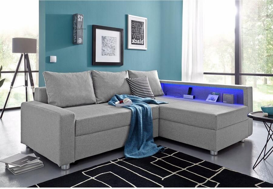 COLLECTION AB Hoekbank Relax L-vorm inclusief slaapfunctie binnenvering naar keuze met rgb-ledverlichting - Foto 2