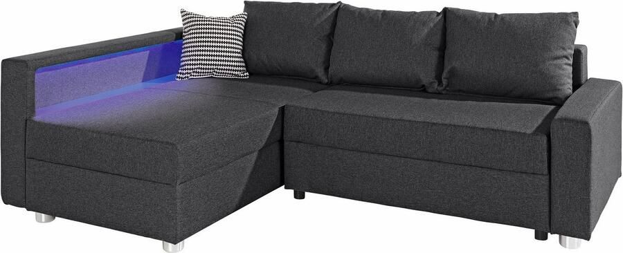 COLLECTION AB Hoekbank Relax L-vorm inclusief slaapfunctie binnenvering naar keuze met rgb-ledverlichting - Foto 6