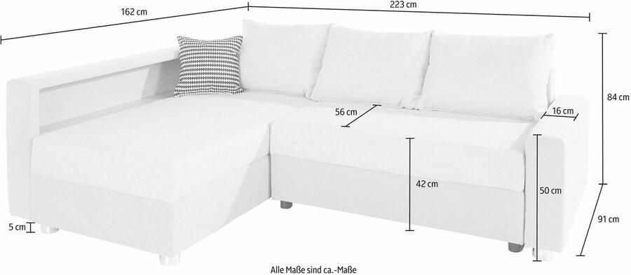 COLLECTION AB Hoekbank Relax L-vorm inclusief slaapfunctie binnenvering naar keuze met rgb-ledverlichting - Foto 4