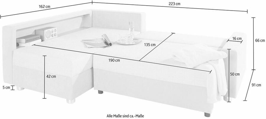 COLLECTION AB Hoekbank Relax L-vorm inclusief slaapfunctie binnenvering naar keuze met rgb-ledverlichting - Foto 3