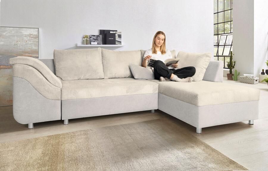 COLLECTION AB Hoekbank Sally L-vorm met en zonder slaapfunctie inclusief losse rug- en sierkussens