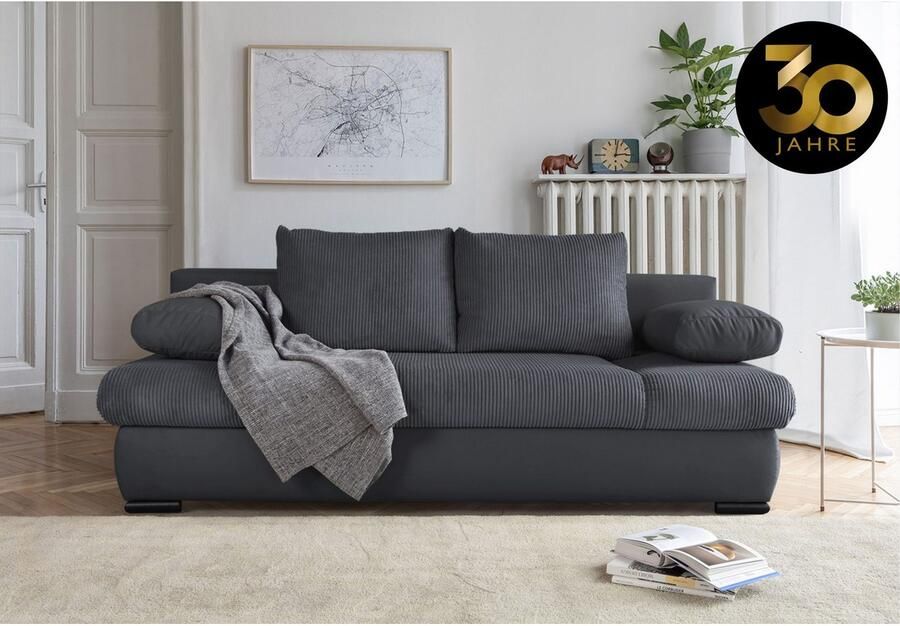 COLLECTION AB Slaapbank Chicago B: 200 cm ligvlak 146x200 cm met bedfunctie bedlade & 2 armleuningkussens vering - Foto 4