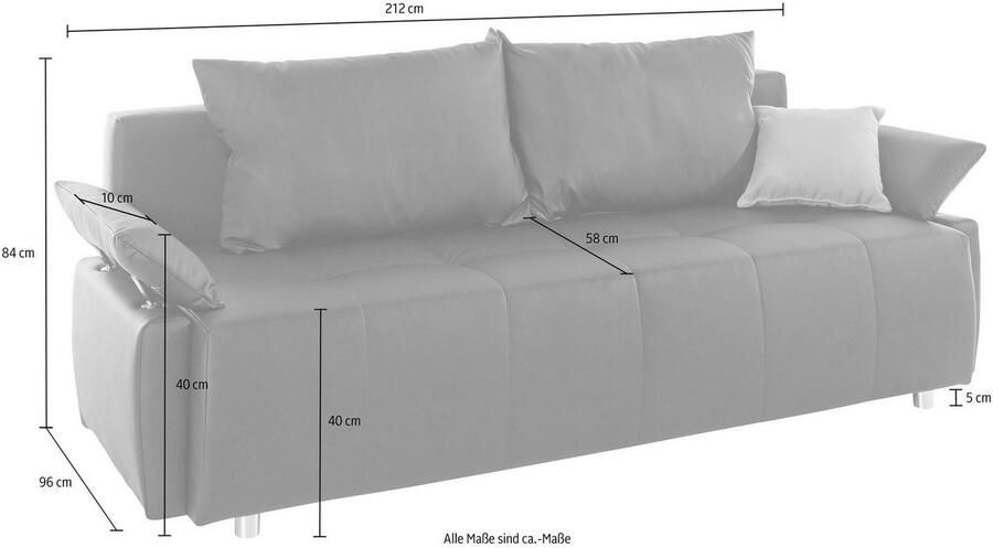 COLLECTION AB Slaapbank Funtastic met binnenvering slaapfunctie inclusief 2 rugkussens en 1 sierkussen - Foto 3