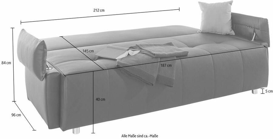 COLLECTION AB Slaapbank Funtastic met binnenvering slaapfunctie inclusief 2 rugkussens en 1 sierkussen - Foto 7