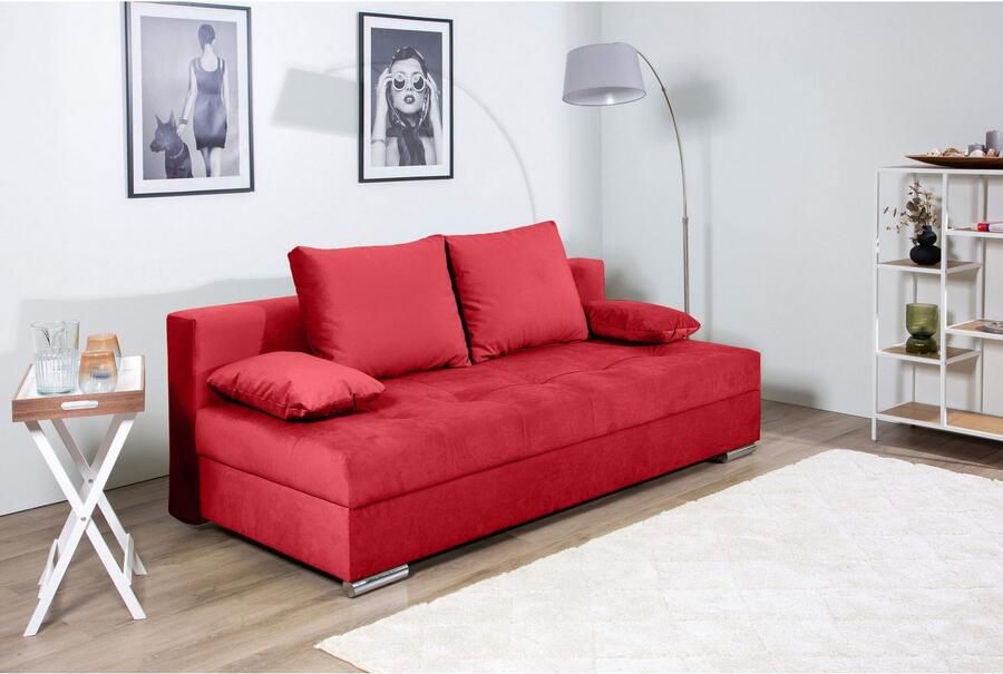 COLLECTION AB Slaapbank Tania met bedfunctie en bedlade comfortabele zitcomfort: veren-kern bekleding inclusief rugkussen - Foto 4