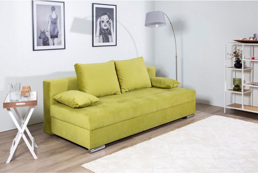 COLLECTION AB Slaapbank Tania met bedfunctie en bedlade comfortabele zitcomfort: veren-kern bekleding inclusief rugkussen - Foto 4