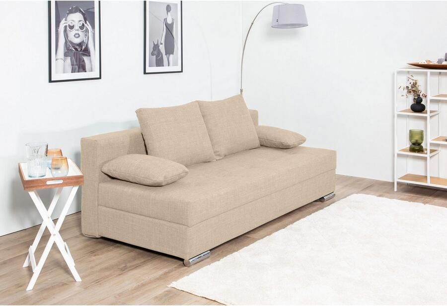 COLLECTION AB Slaapbank Tania met bedfunctie en bedlade comfortabele zitcomfort: veren-kern bekleding inclusief rugkussen - Foto 3