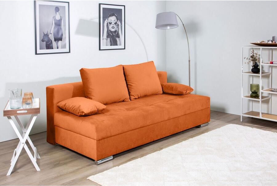 COLLECTION AB Slaapbank Tania met bedfunctie en bedlade comfortabele zitcomfort: veren-kern bekleding inclusief rugkussen - Foto 4