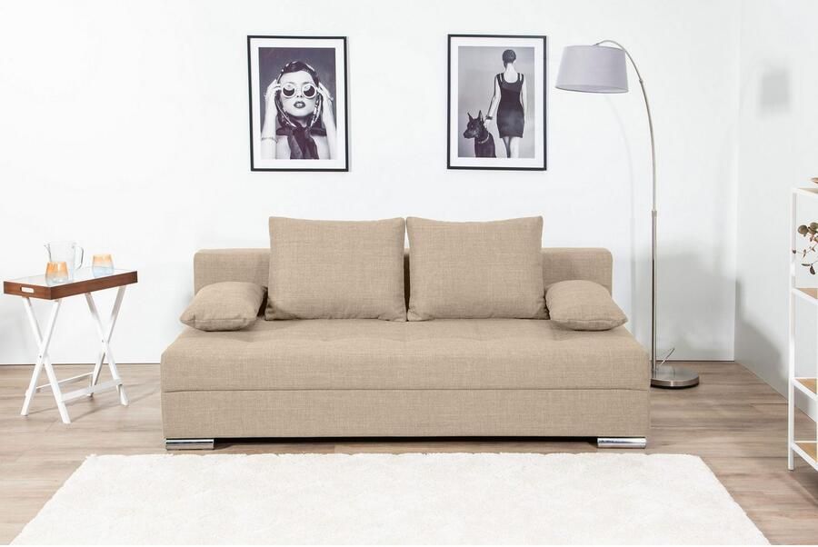 COLLECTION AB Slaapbank Tania met bedfunctie en bedlade comfortabele zitcomfort: veren-kern bekleding inclusief rugkussen - Foto 4