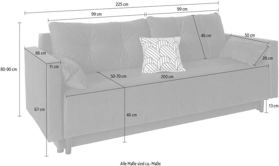 COLLECTION AB Slaapbank Zonne-energie Slaapfunctie bedkist binnenvering en losse rug- en sierkussens - Foto 6