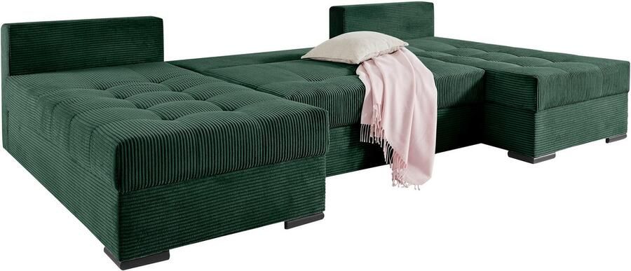 COLLECTION AB Zithoek Josy U-vorm slaapbank met bedlade flexibele recamière breedte: 269cm inclusief rugkussen cord - Foto 9