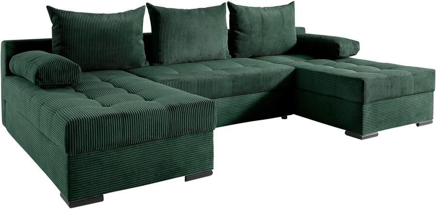 COLLECTION AB Zithoek Josy U-vorm slaapbank met bedlade flexibele recamière breedte: 269cm inclusief rugkussen cord - Foto 7