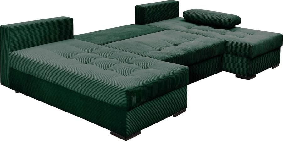 COLLECTION AB Zithoek Josy U-vorm slaapbank met bedlade flexibele recamière breedte: 269cm inclusief rugkussen cord - Foto 6