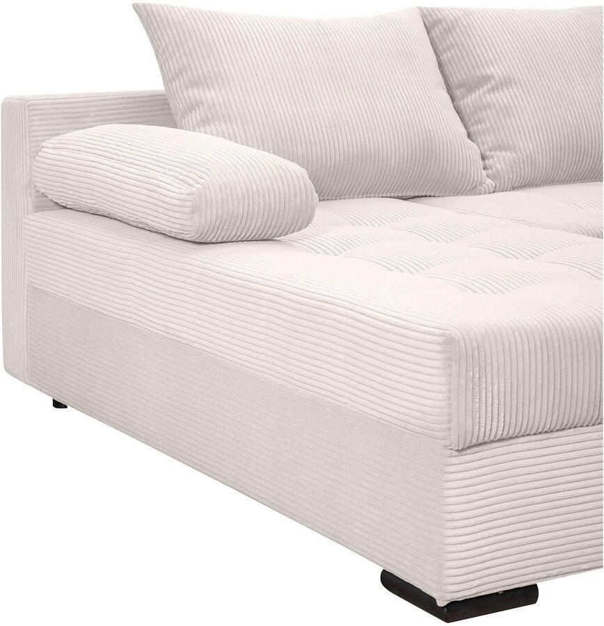 COLLECTION AB Zithoek Josy U-vorm slaapbank met bedlade flexibele recamière breedte: 269cm inclusief rugkussen cord