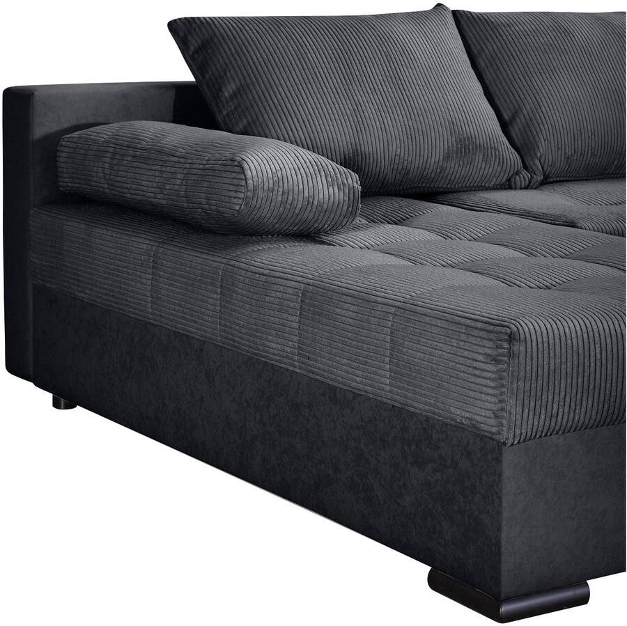 COLLECTION AB Zithoek Josy U-vorm slaapbank met bedlade flexibele recamière breedte: 269cm inclusief rugkussen cord