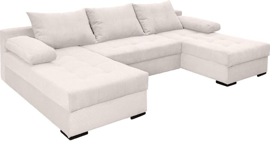 COLLECTION AB Zithoek Josy U-vorm slaapbank met bedlade flexibele recamière breedte: 269cm inclusief rugkussen cord - Foto 5