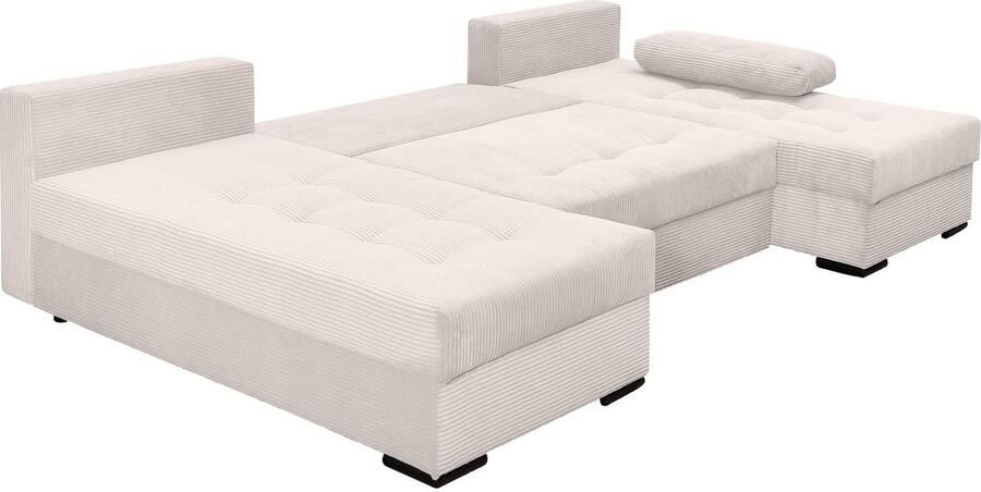 COLLECTION AB Zithoek Josy U-vorm slaapbank met bedlade flexibele recamière breedte: 269cm inclusief rugkussen cord - Foto 6