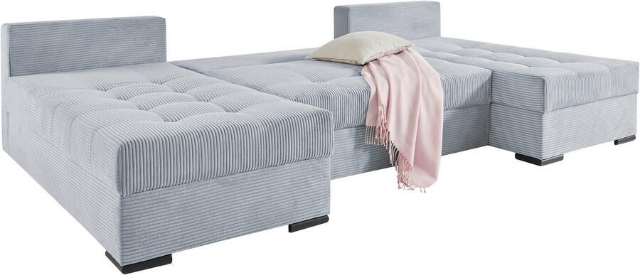 COLLECTION AB Zithoek Josy U-vorm slaapbank met bedlade flexibele recamière breedte: 269cm inclusief rugkussen cord - Foto 12