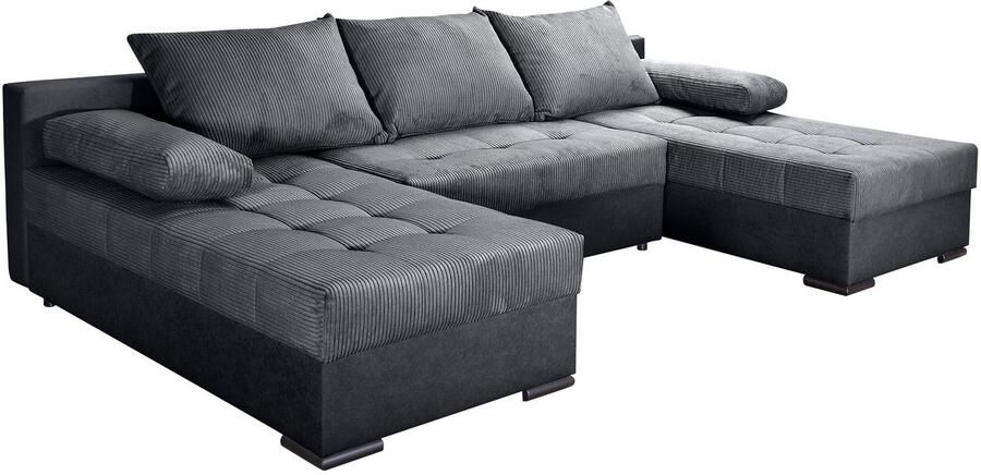 COLLECTION AB Zithoek Josy U-vorm slaapbank met bedlade flexibele recamière breedte: 269cm inclusief rugkussen cord - Foto 8