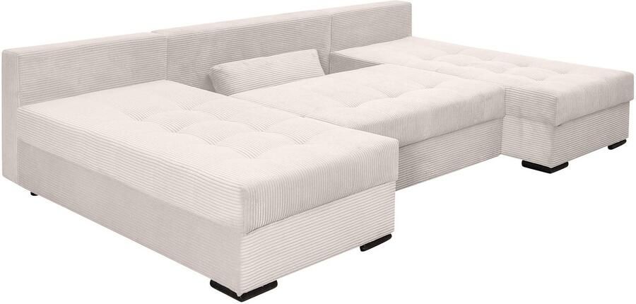 COLLECTION AB Zithoek Josy U-vorm slaapbank met bedlade flexibele recamière breedte: 269cm inclusief rugkussen cord - Foto 7