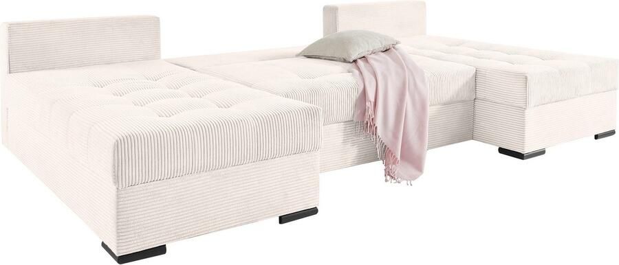 COLLECTION AB Zithoek Josy U-vorm slaapbank met bedlade flexibele recamière breedte: 269cm inclusief rugkussen cord - Foto 8