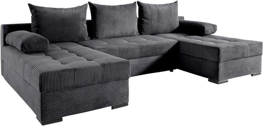 COLLECTION AB Zithoek Josy U-vorm slaapbank met bedlade flexibele recamière breedte: 269cm inclusief rugkussen cord - Foto 6