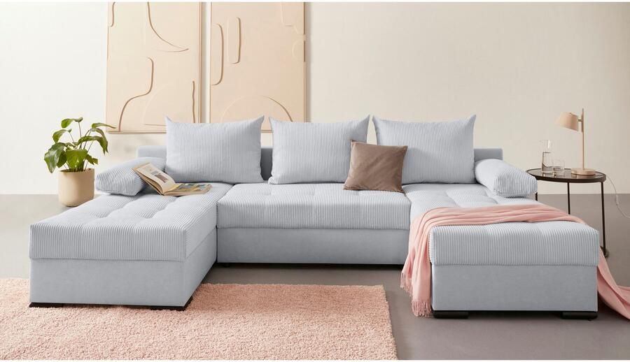 COLLECTION AB Zithoek Josy U-vorm slaapbank met bedlade flexibele recamière breedte: 269cm inclusief rugkussen cord - Foto 13