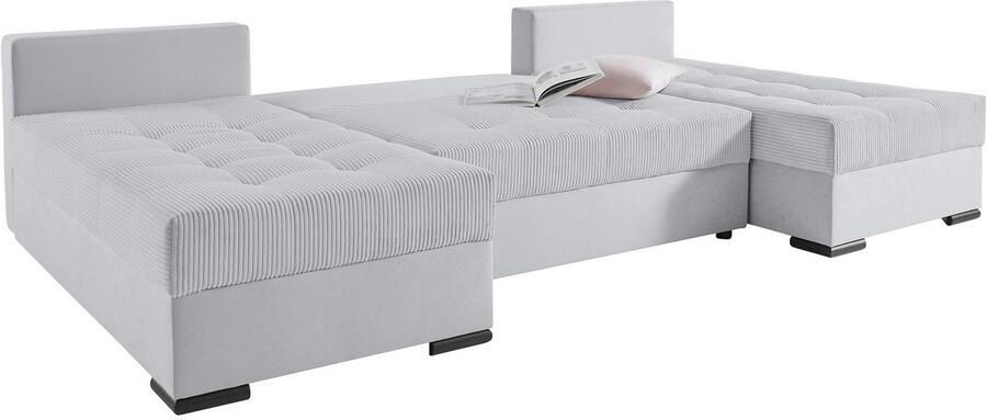 COLLECTION AB Zithoek Josy U-vorm slaapbank met bedlade flexibele recamière breedte: 269cm inclusief rugkussen cord - Foto 10