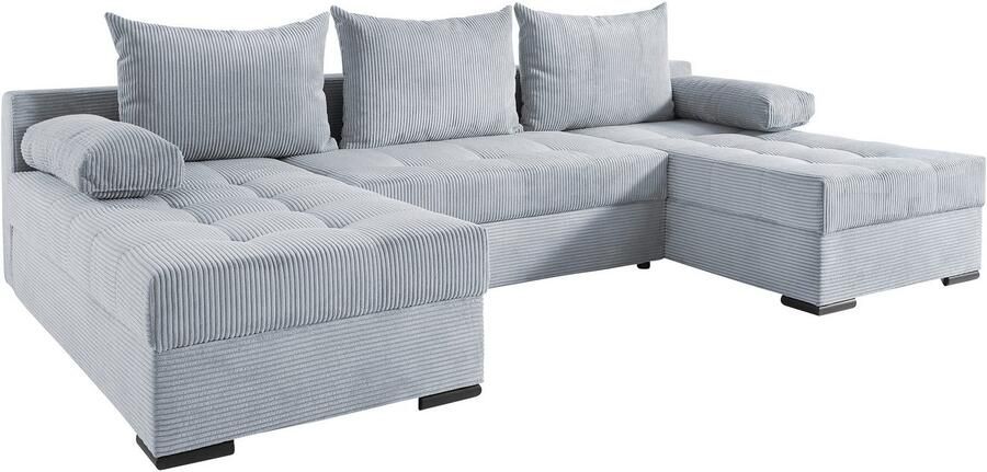 COLLECTION AB Zithoek Josy U-vorm slaapbank met bedlade flexibele recamière breedte: 269cm inclusief rugkussen cord - Foto 8