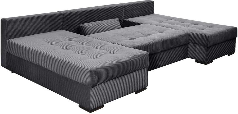 COLLECTION AB Zithoek Josy U-vorm slaapbank met bedlade flexibele recamière breedte: 269cm inclusief rugkussen cord - Foto 7