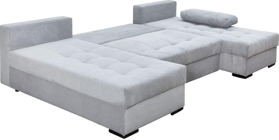 COLLECTION AB Zithoek Josy U-vorm slaapbank met bedlade flexibele recamière breedte: 269cm inclusief rugkussen cord - Foto 7