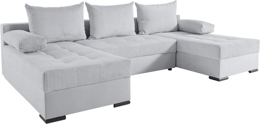 COLLECTION AB Zithoek Josy U-vorm slaapbank met bedlade flexibele recamière breedte: 269cm inclusief rugkussen cord - Foto 9
