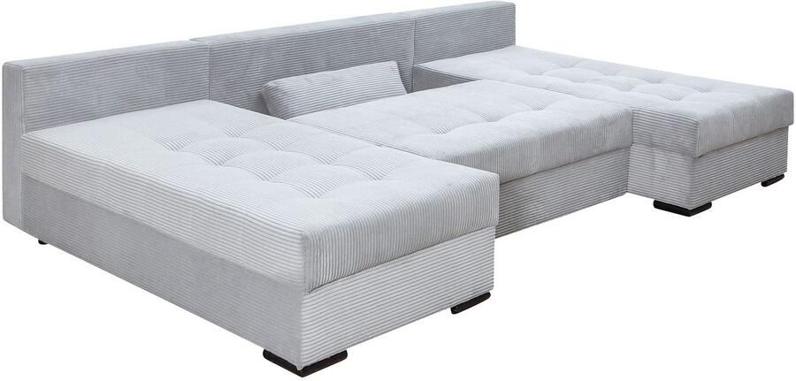 COLLECTION AB Zithoek Josy U-vorm slaapbank met bedlade flexibele recamière breedte: 269cm inclusief rugkussen cord - Foto 9