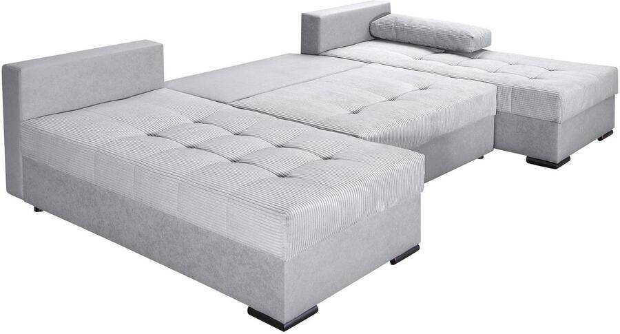 COLLECTION AB Zithoek Josy U-vorm slaapbank met bedlade flexibele recamière breedte: 269cm inclusief rugkussen cord - Foto 7