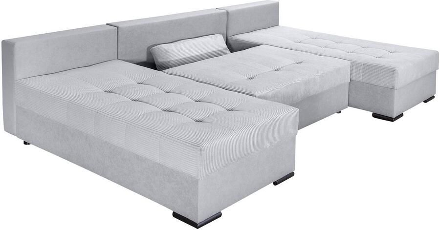 COLLECTION AB Zithoek Josy U-vorm slaapbank met bedlade flexibele recamière breedte: 269cm inclusief rugkussen cord - Foto 8