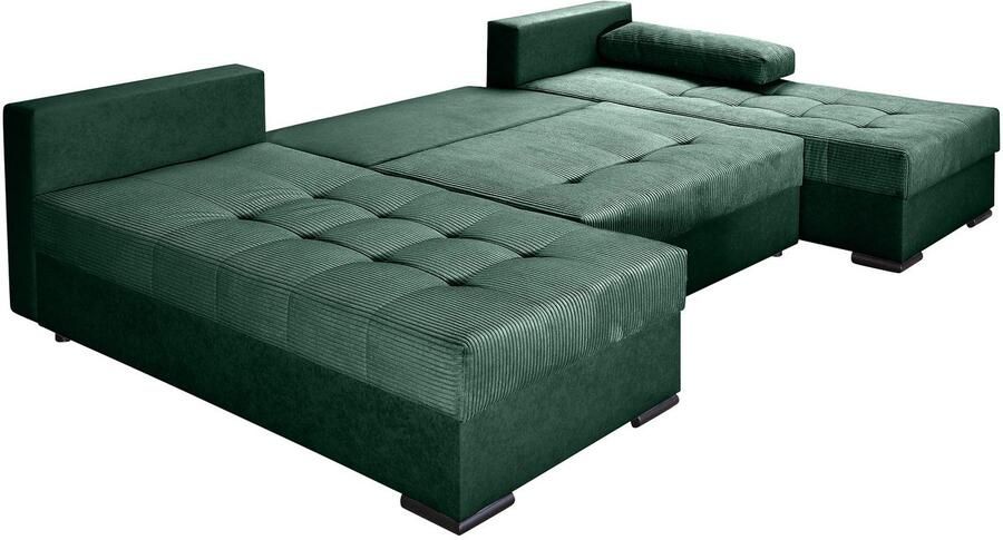 COLLECTION AB Zithoek Josy U-vorm slaapbank met bedlade flexibele recamière breedte: 269cm inclusief rugkussen cord - Foto 7