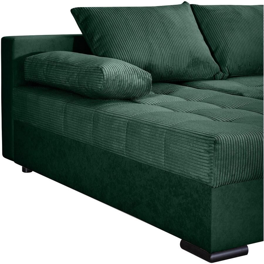 COLLECTION AB Zithoek Josy U-vorm slaapbank met bedlade flexibele recamière breedte: 269cm inclusief rugkussen cord